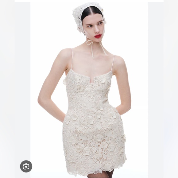 H&M x Magda Butrym White Appliquéd Hourglass Lace Dress - Picture 7 of 13